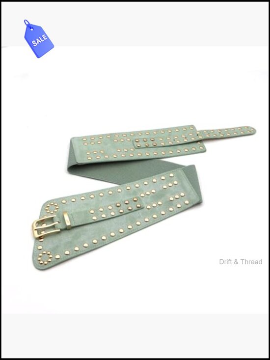 Wide Elastic Waist Belt Chunky Stretchy Thick Studded Dress Belt for Women main image 6
